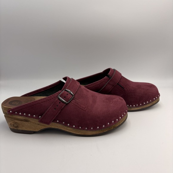 Troentorp Of Sweden Wood Clog Burgundy Purple Suede Slip on Mules Womens 37 6.5 - Picture 5 of 10